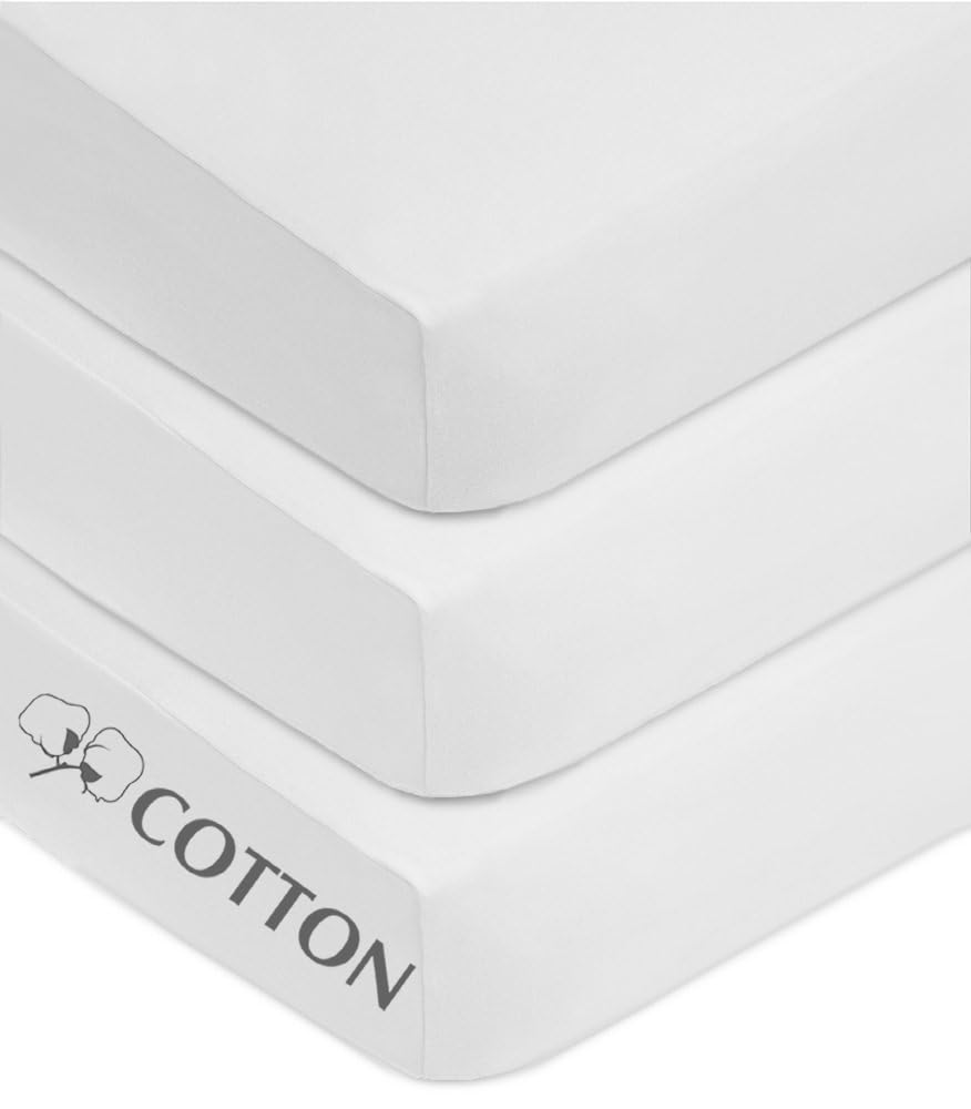 3 Pack White Fitted Crib Sheets 52x28" S72129