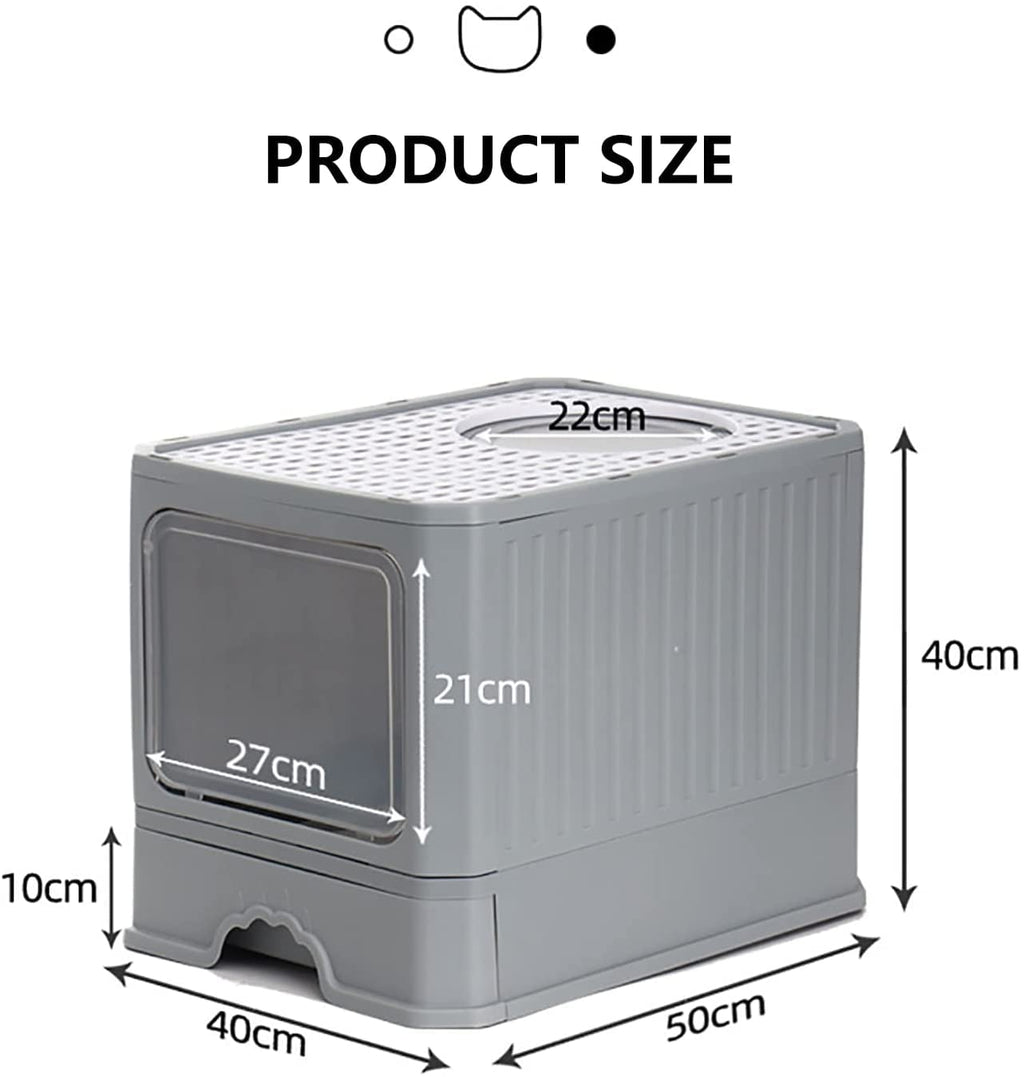 Foldable Top Entry Cat Litter Box with Lid and Scoop A969453