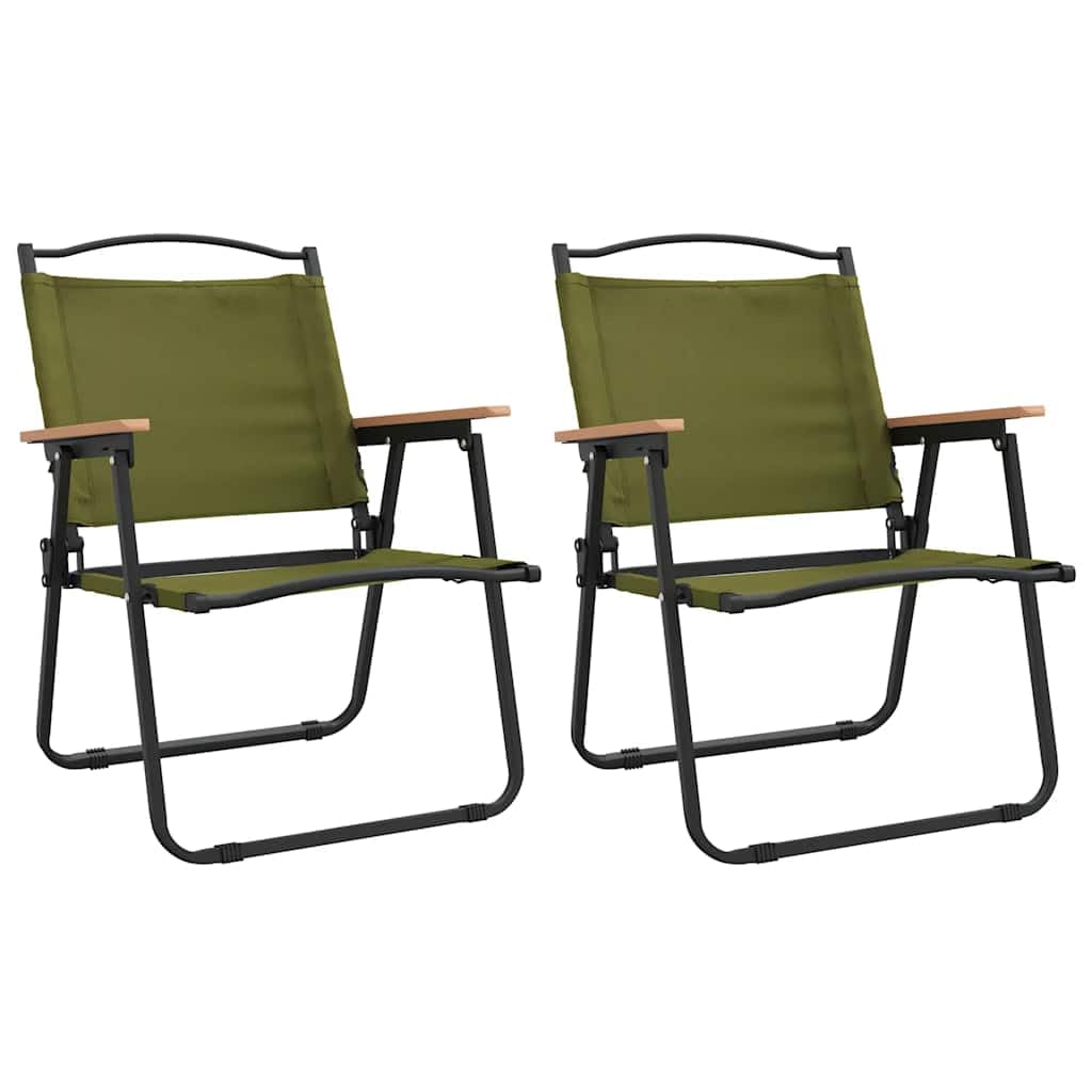 Camping Chairs 2 pcs Green Oxford Fabric Folding L1553