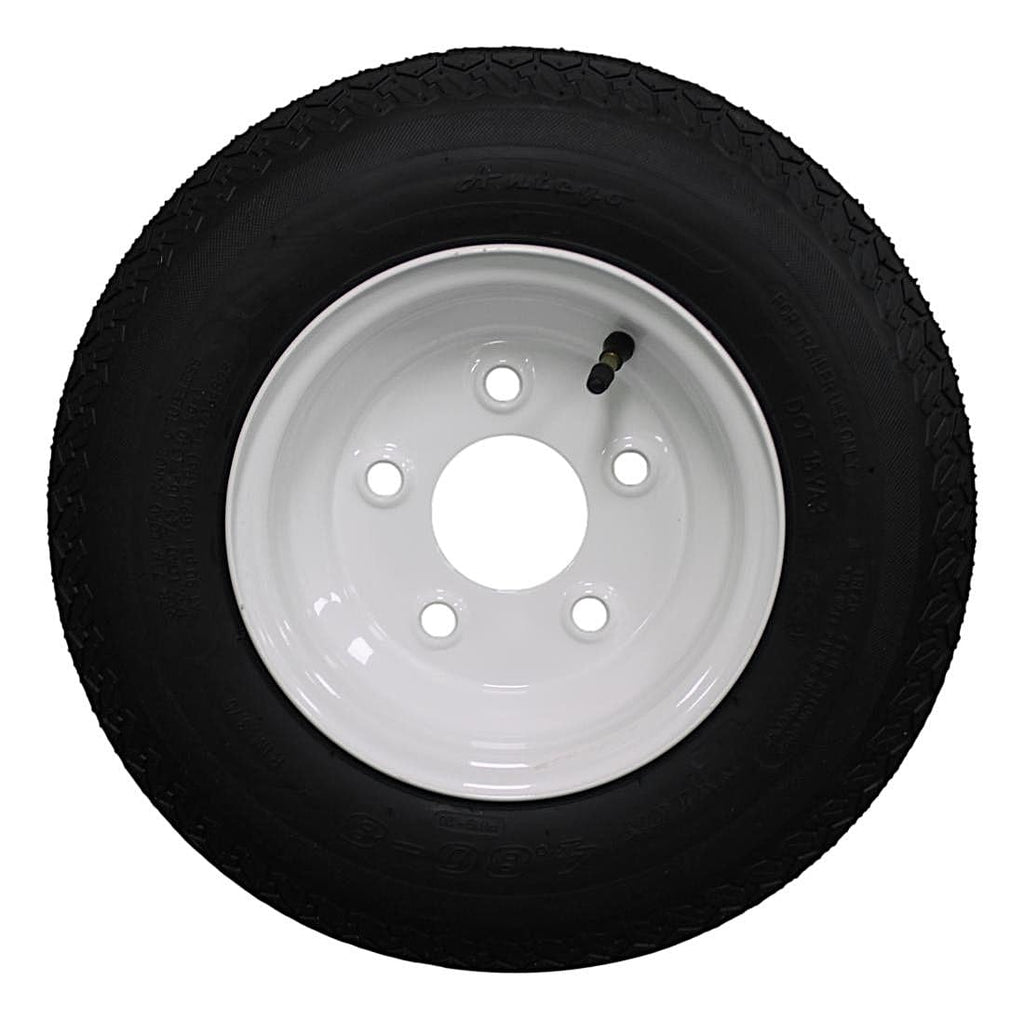 8 Trailer Tire & Wheel, Load Range C, 5 Lug White, 1 Pack L1322