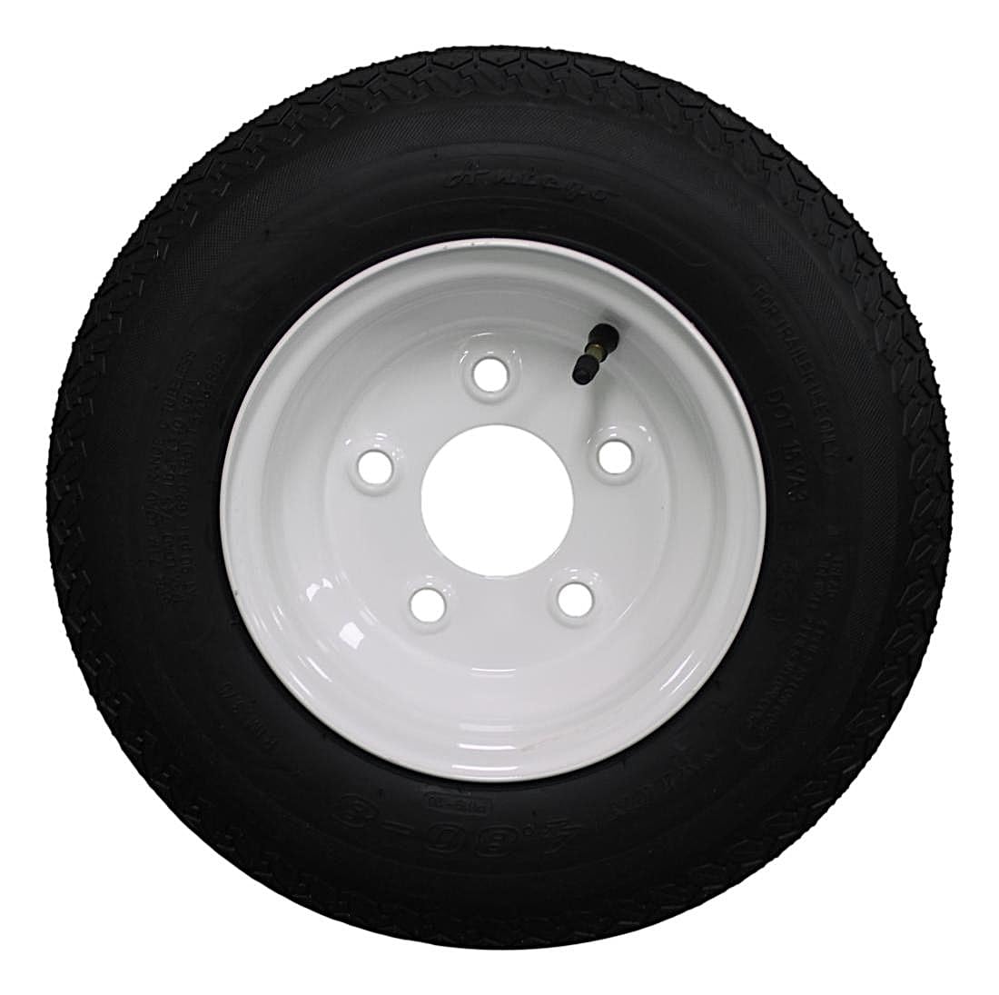 8 Trailer Tire & Wheel, Load Range C, 5 Lug White, 1 Pack L1322