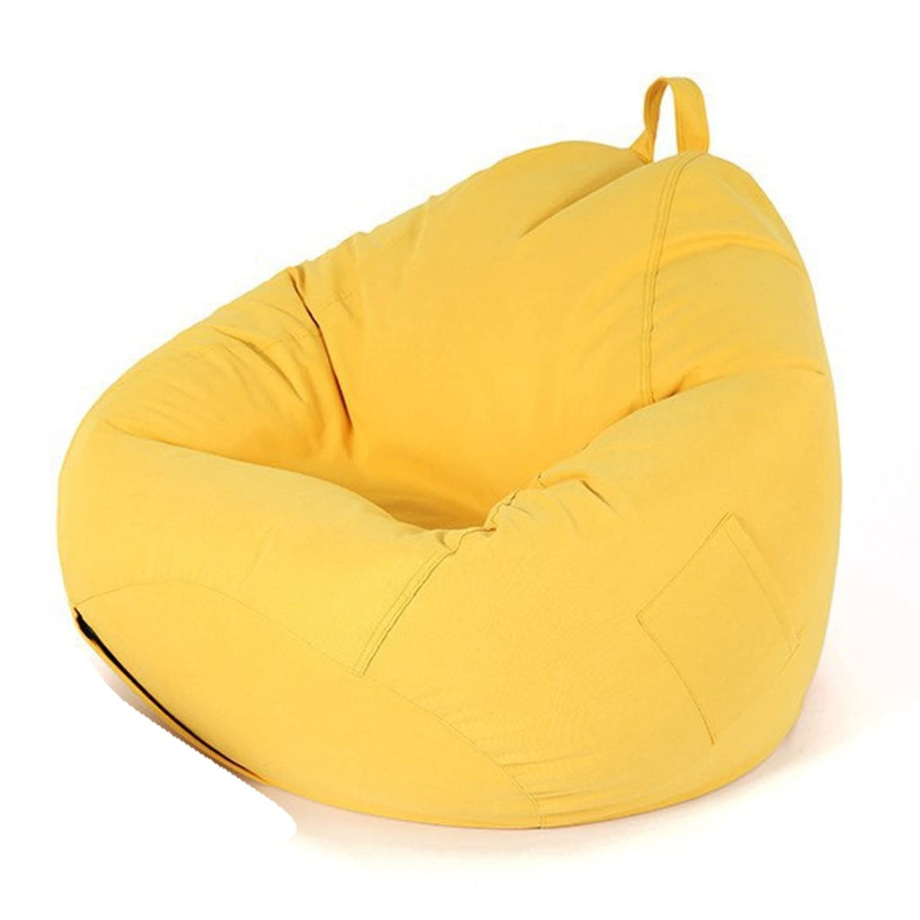 Yellow Bean Bag Chair Cover Only Washable Stuffed Animal Storage 90x110cm Z700406