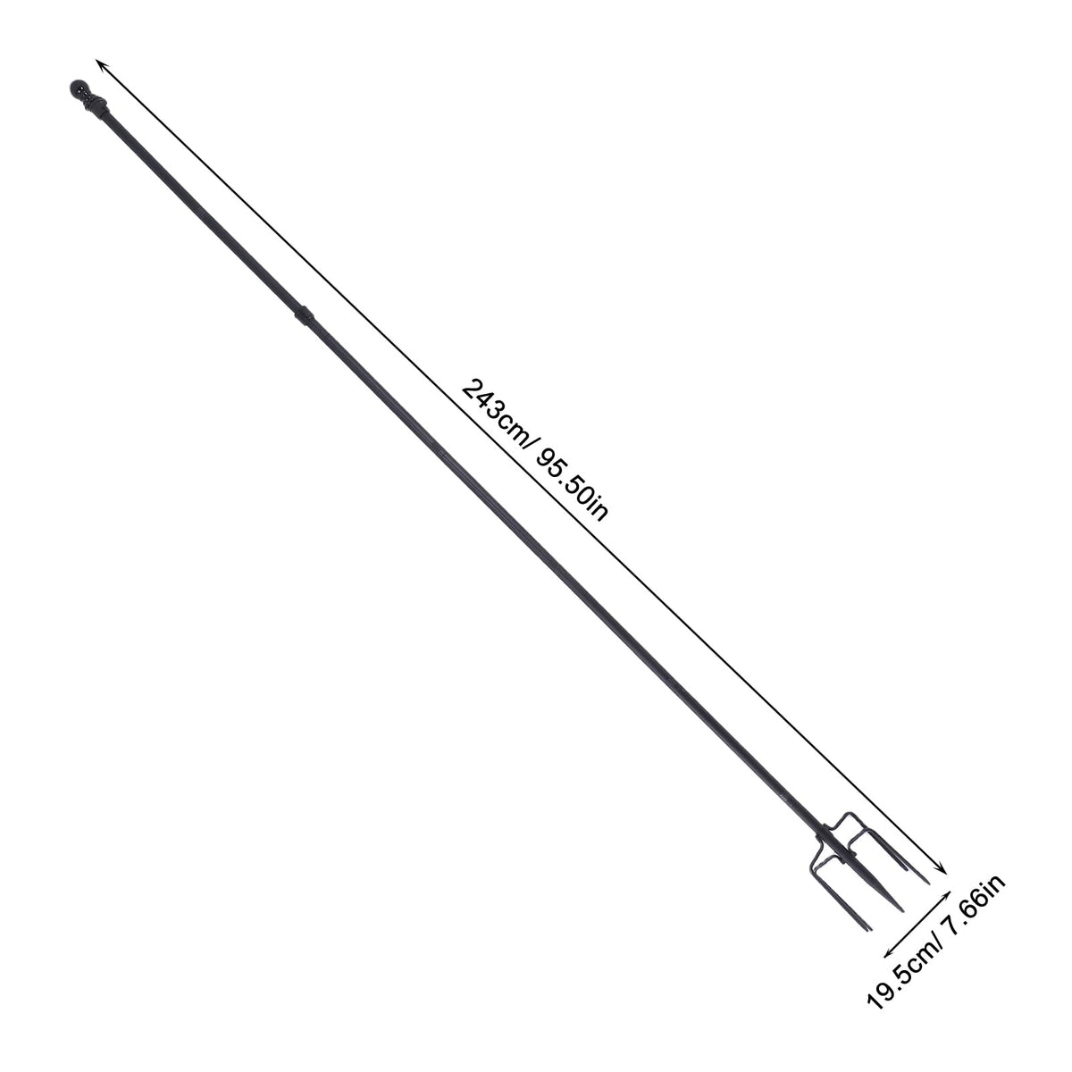 Stainless Steel In Ground Flag Pole with 5 Prongs Base H5487