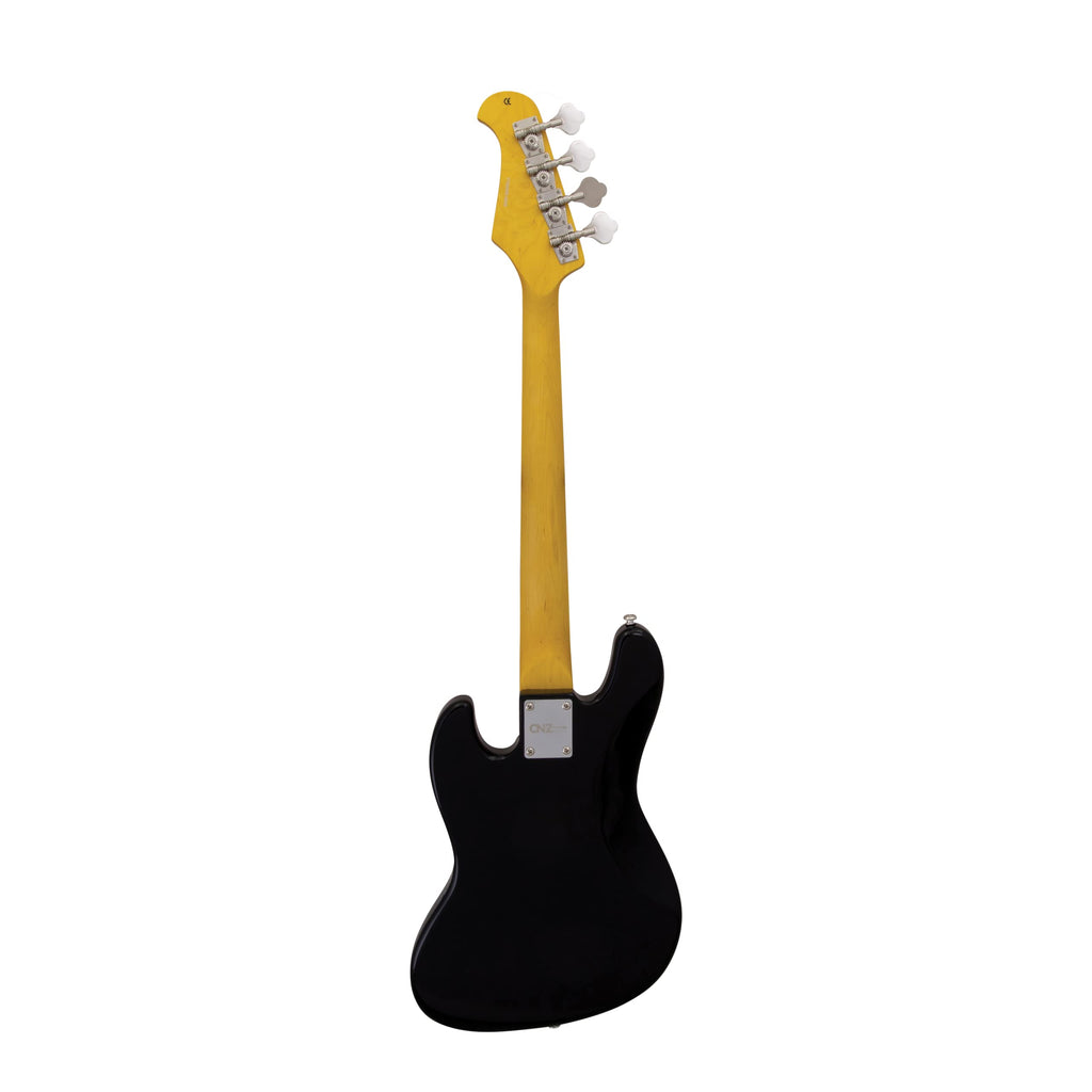 Black Mini Electric Bass Guitar with Maple Neck, Rosewood Fingerboard & White Pickguard C12498