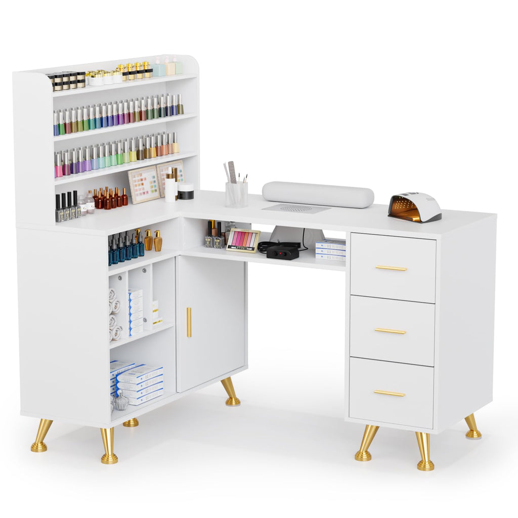L Shaped Manicure Table with Dust Collector U563