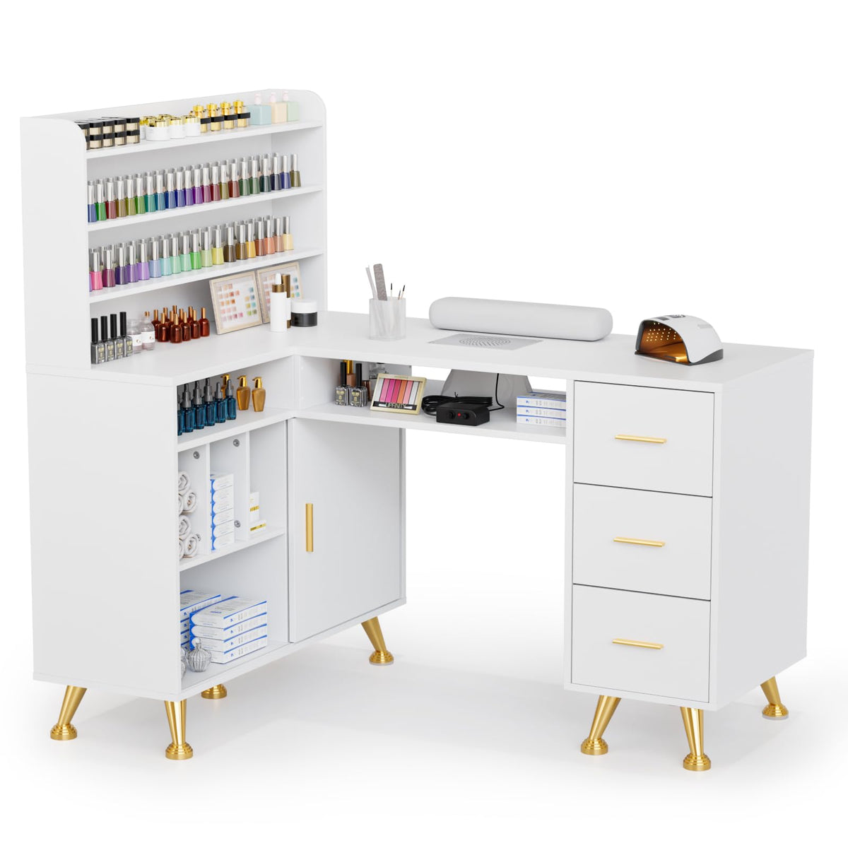L Shaped Manicure Table with Dust Collector U563