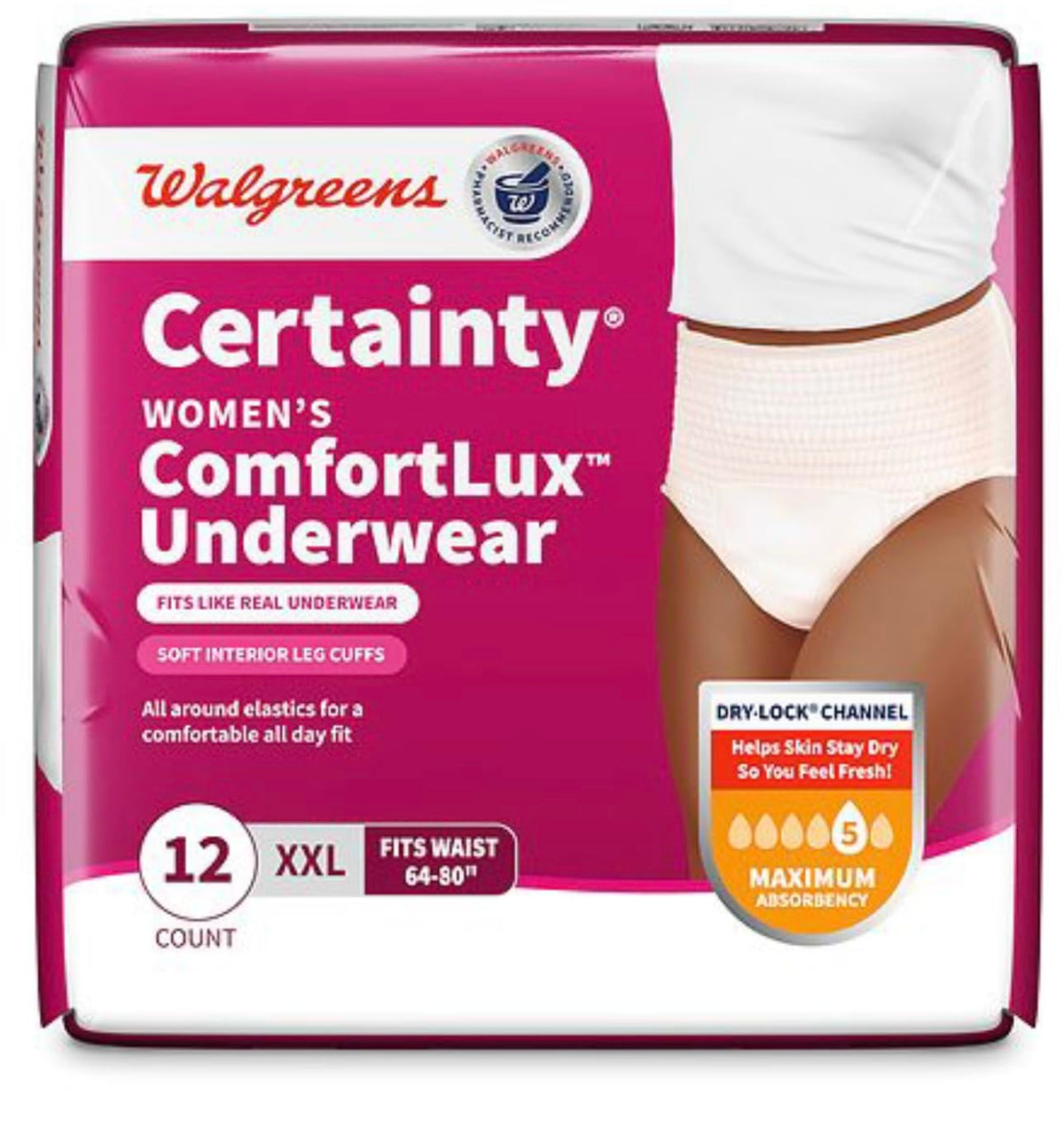Women's Maximum Absorbency Underwear, XXL, 12 Count I85158