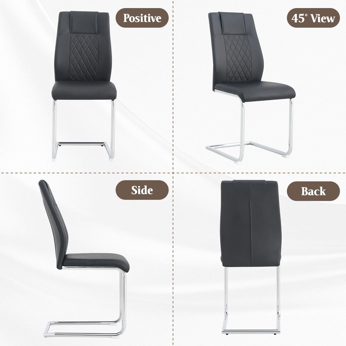 Black Faux Leather Dining Chairs Set 6 Q291