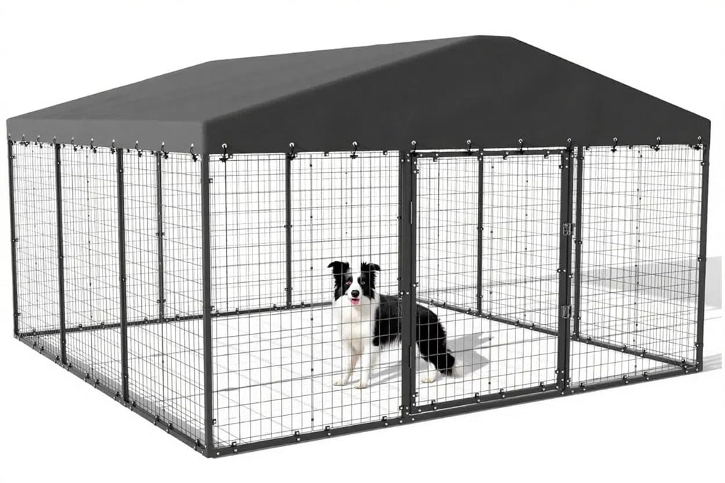 10x10x6 FT Galvanized Steel Dog Kennel with Roof L65342