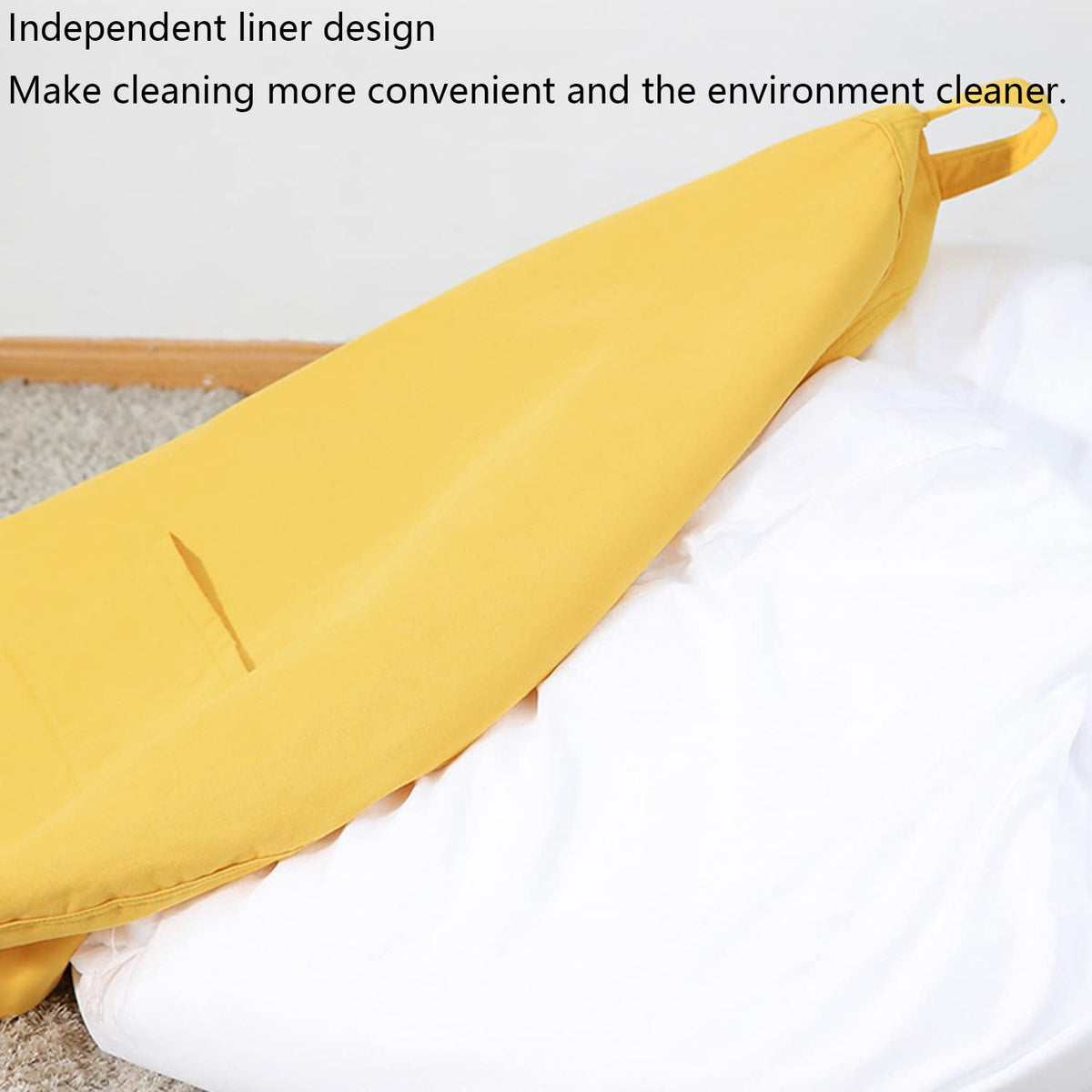 Yellow Bean Bag Chair Cover Only Washable Stuffed Animal Storage 90x110cm Z700406