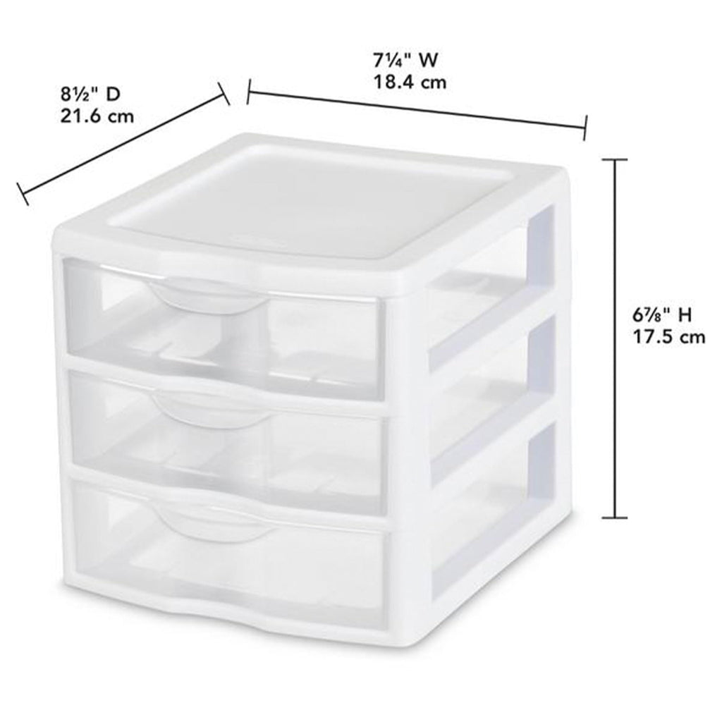 White Plastic 3 Drawer Desktop Storage Unit J2637