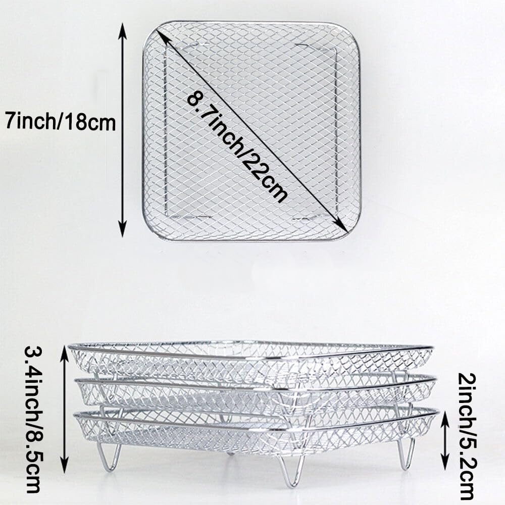 7 Inch Stackable Stainless Steel Air Fryer Rack, 3 Pcs Q12001