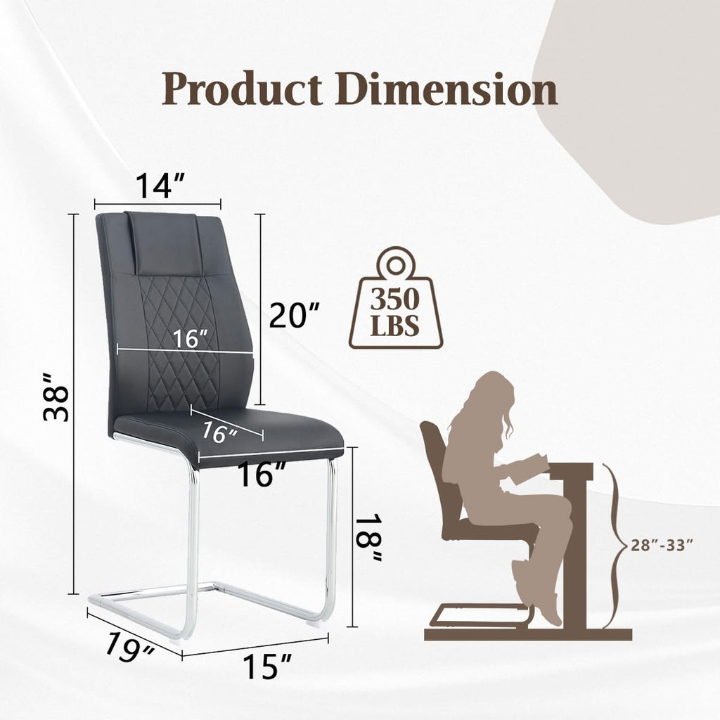 Black Faux Leather Dining Chairs Set 6 Q291