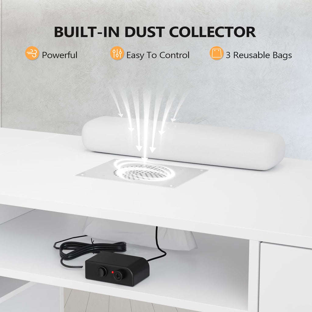 L Shaped Manicure Table with Dust Collector U563