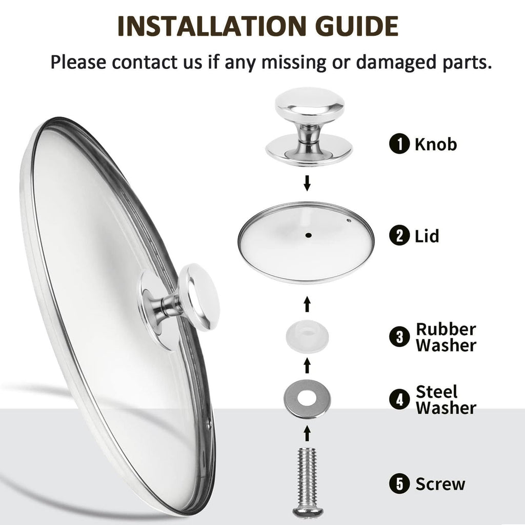 Glass Lids for Frying Pans, Pots, Cast Iron Pans B958