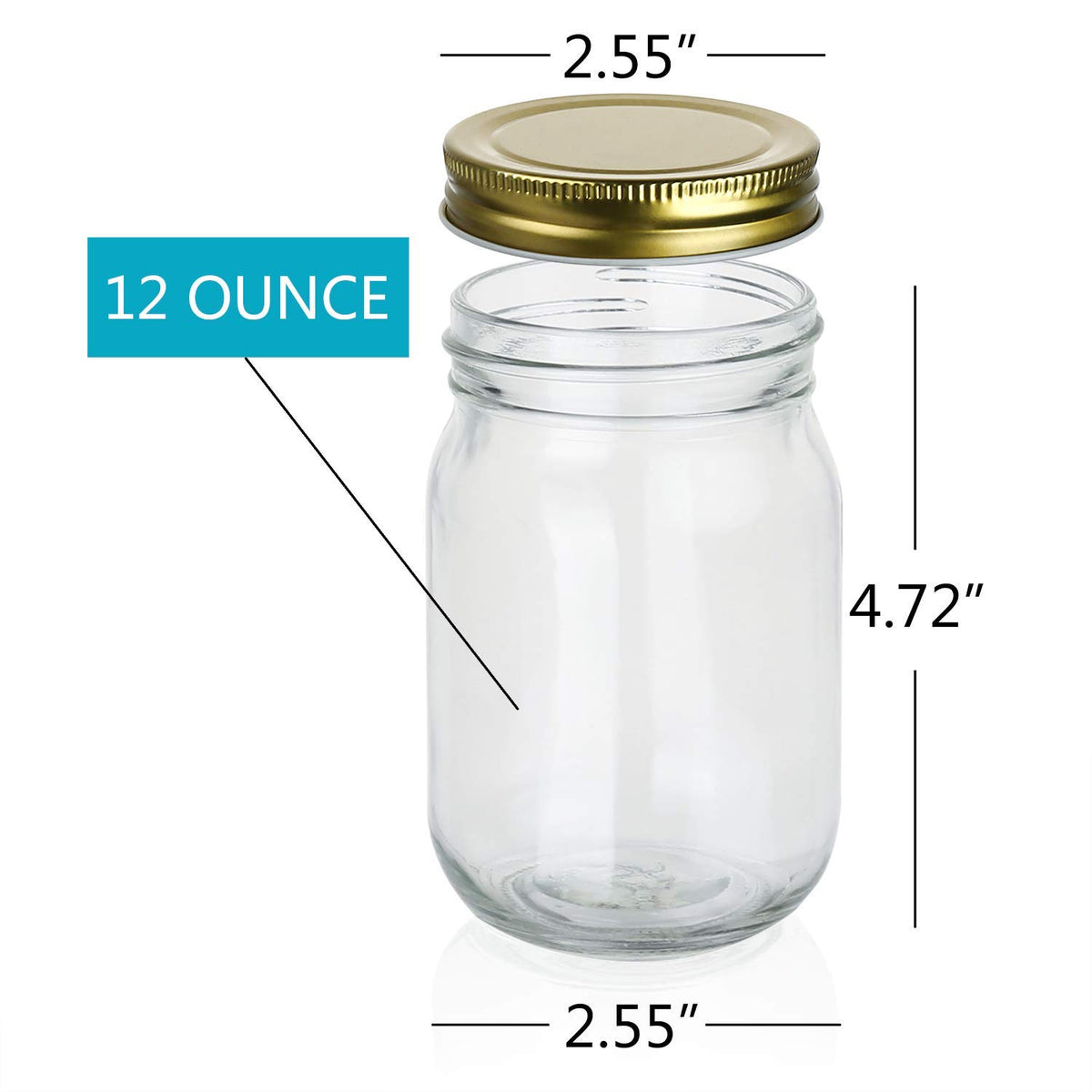 12 oz Glass Jars With Lids, Set Of 20 K34862