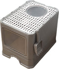 Foldable Top Entry Cat Litter Box with Lid and Scoop A969453