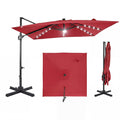 10ft Solar LED Patio Umbrella with Aluminum Pole D125623