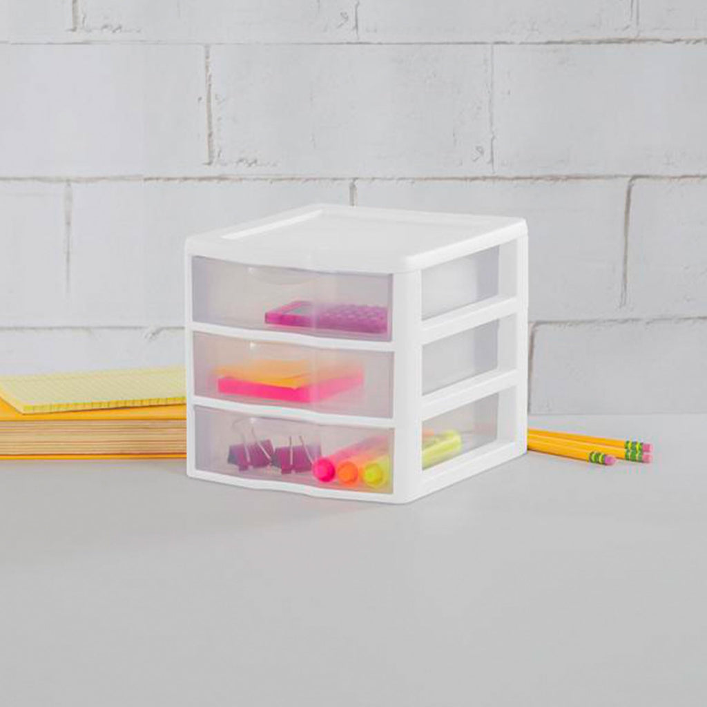 White Plastic 3 Drawer Desktop Storage Unit J2637