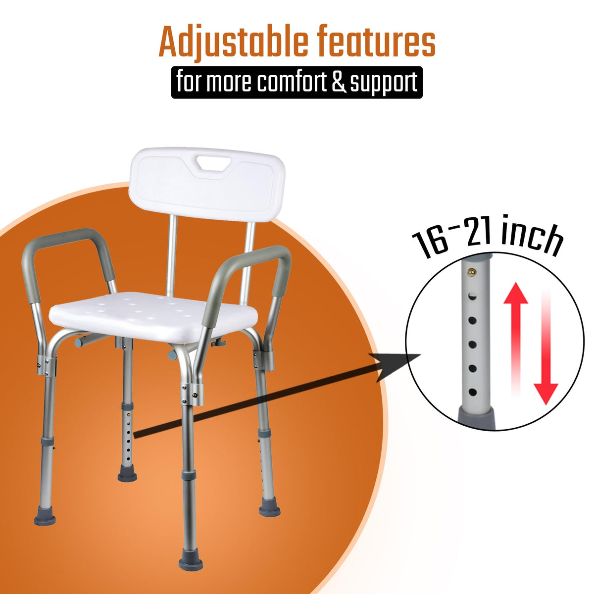 Heavy Duty Shower Chair with Back and Arms Q365641