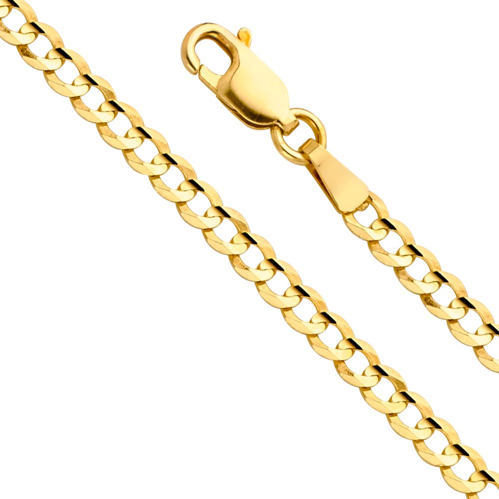 14k Yellow White Two Tone Gold Cuban Concave Curb Chain Necklace Bracelet V863835