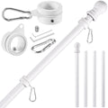 White 5 FT Stainless Steel Wall Mount Flag Pole Kit with 360° Rotating Rings M214778