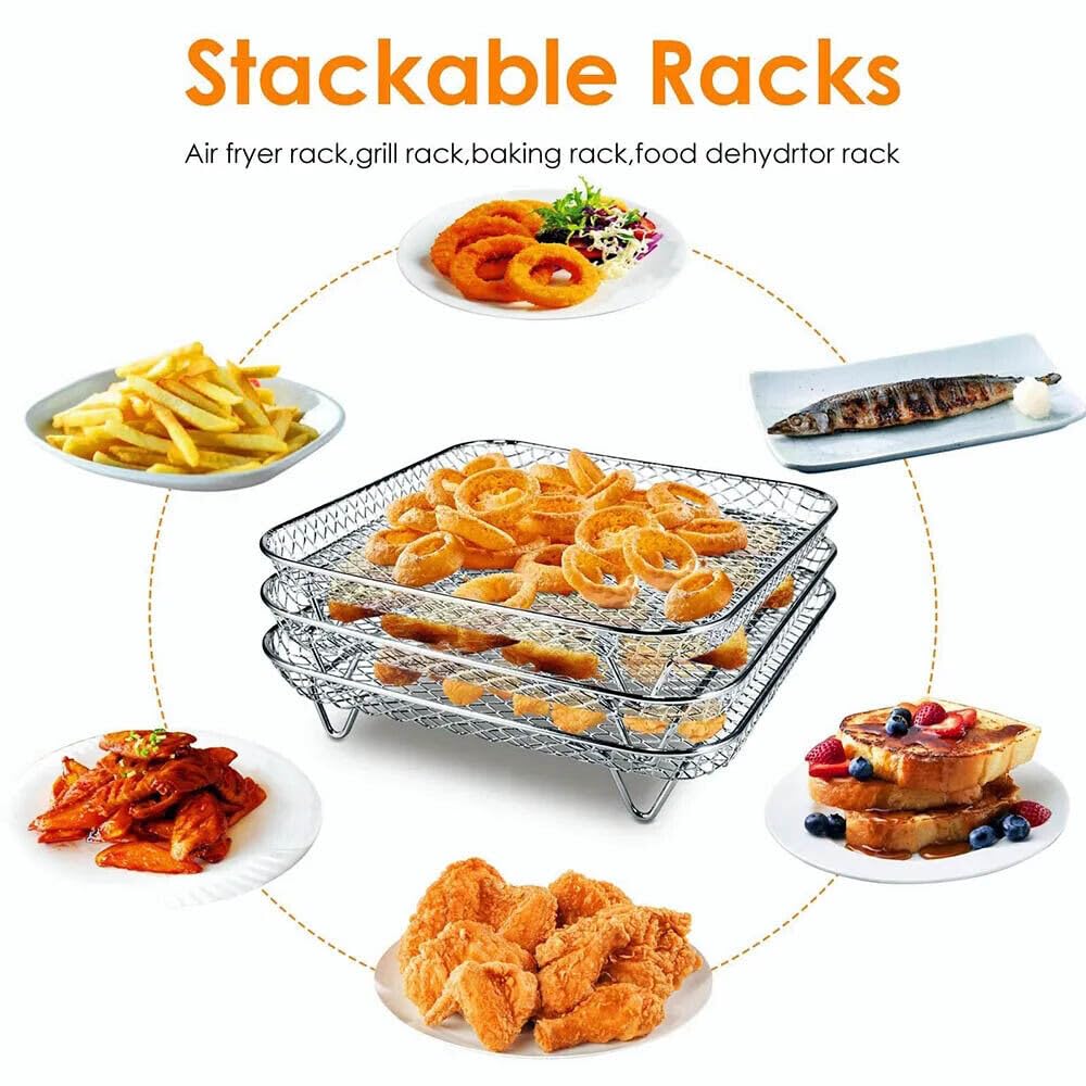 7 Inch Stackable Stainless Steel Air Fryer Rack, 3 Pcs Q12001