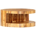 Solid Sheesham Wood Round Coffee Table with Storage Shelf X697