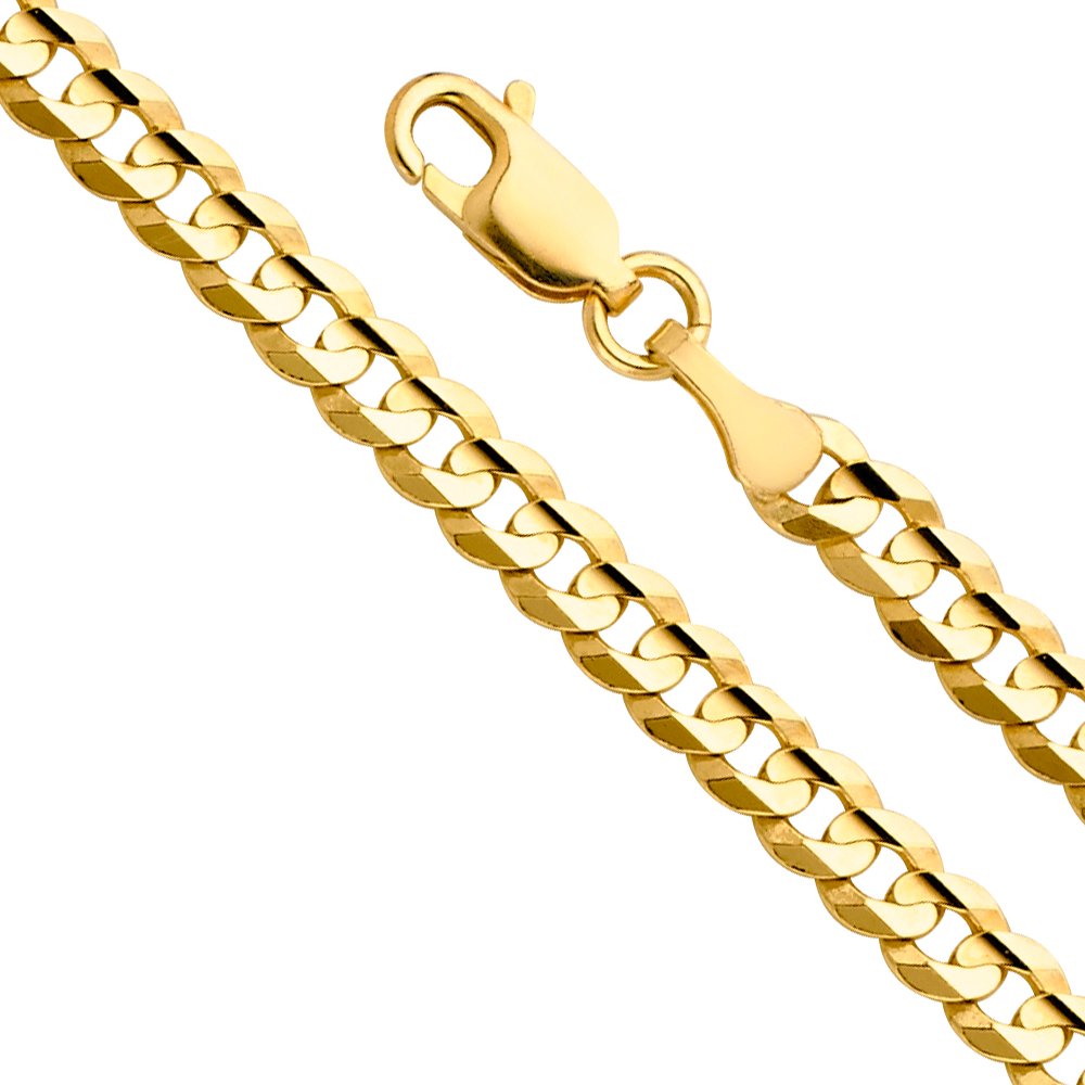 14k Yellow White Two Tone Gold Cuban Concave Curb Chain Necklace Bracelet V863835