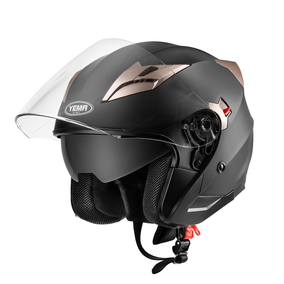 Open Face 3/4 Motorcycle Helmet DOT Approved Dual Visor U55548