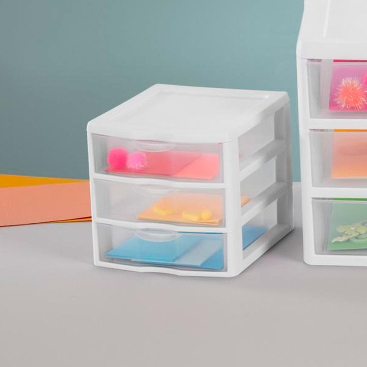 White Plastic 3 Drawer Desktop Storage Unit J2637