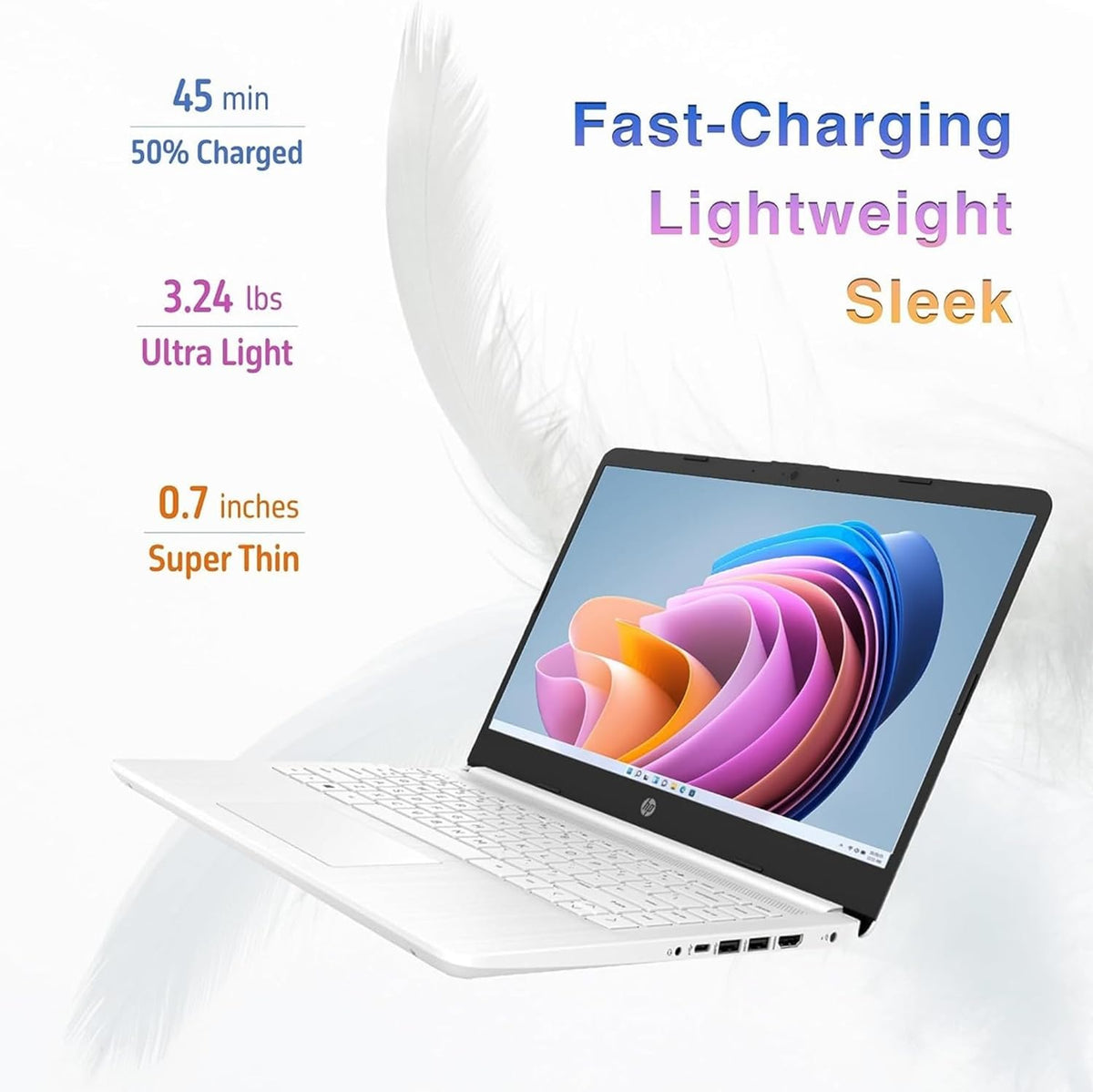 14" Quad-Core Intel Celeron Laptop, 4GB RAM, 128GB, Windows 11 S, White W8647
