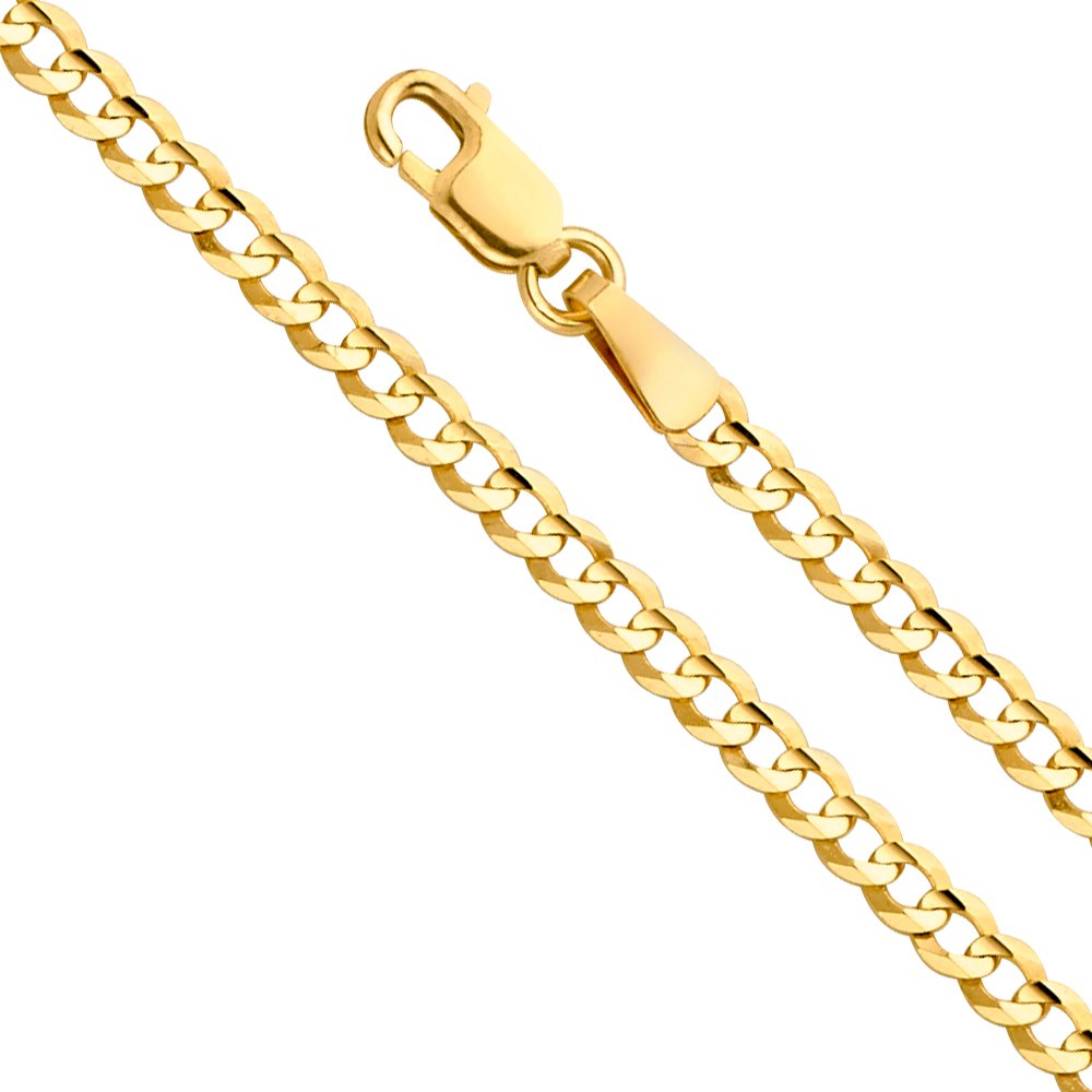 14k Yellow White Two Tone Gold Cuban Concave Curb Chain Necklace Bracelet V863835