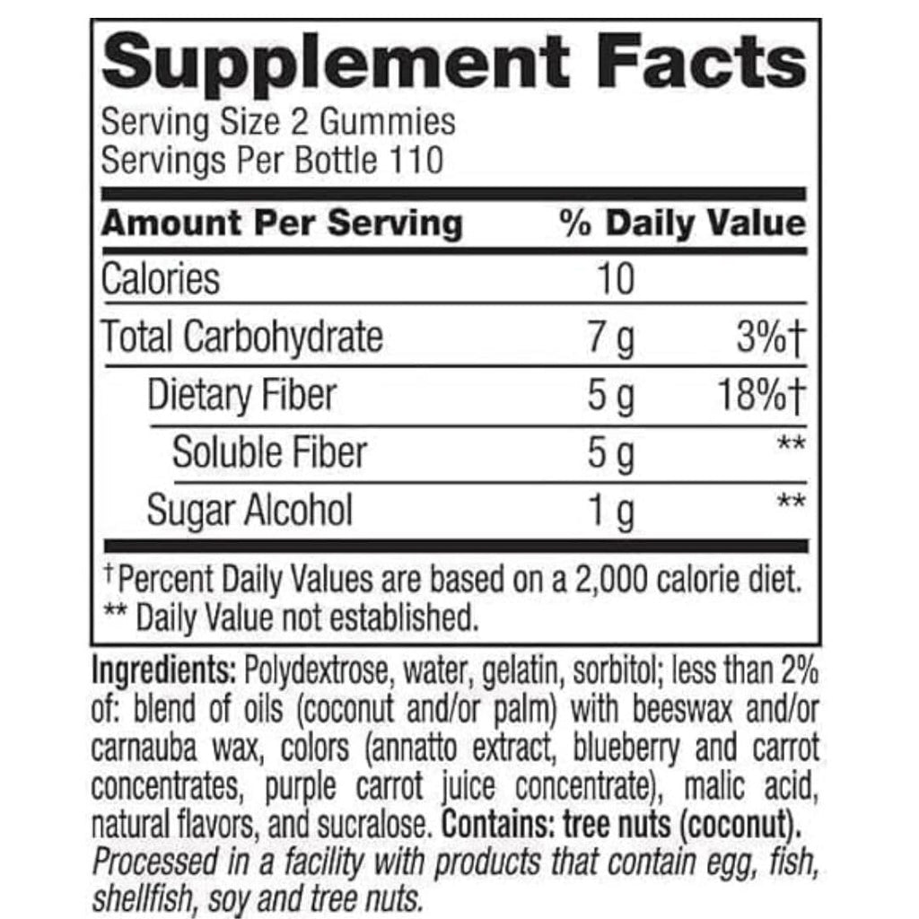 Sugar Free Peach Raspberry BlackBerry Fiber Gummies 220 Count 2 Pack N8195
