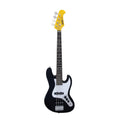 Black Mini Electric Bass Guitar with Maple Neck, Rosewood Fingerboard & White Pickguard C12498