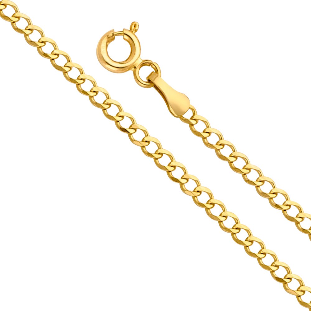 14k Yellow White Two Tone Gold Cuban Concave Curb Chain Necklace Bracelet V863835