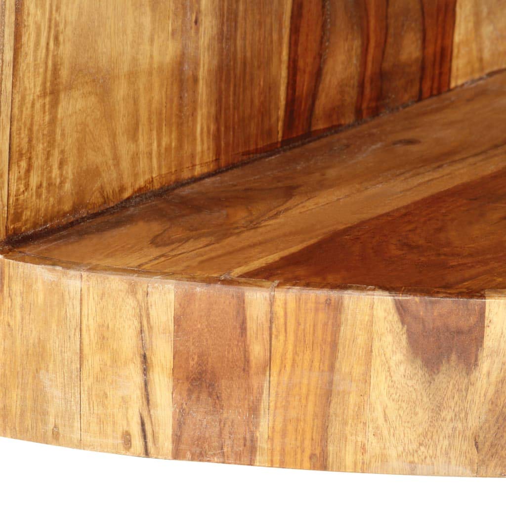 Solid Sheesham Wood Round Coffee Table with Storage Shelf X697