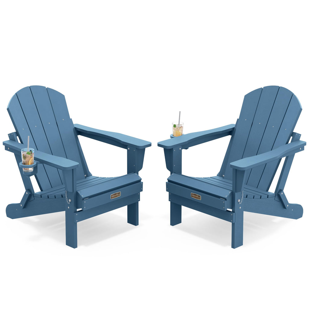 Folding Adirondack Chair Set of 2 with Cup Holder R727974