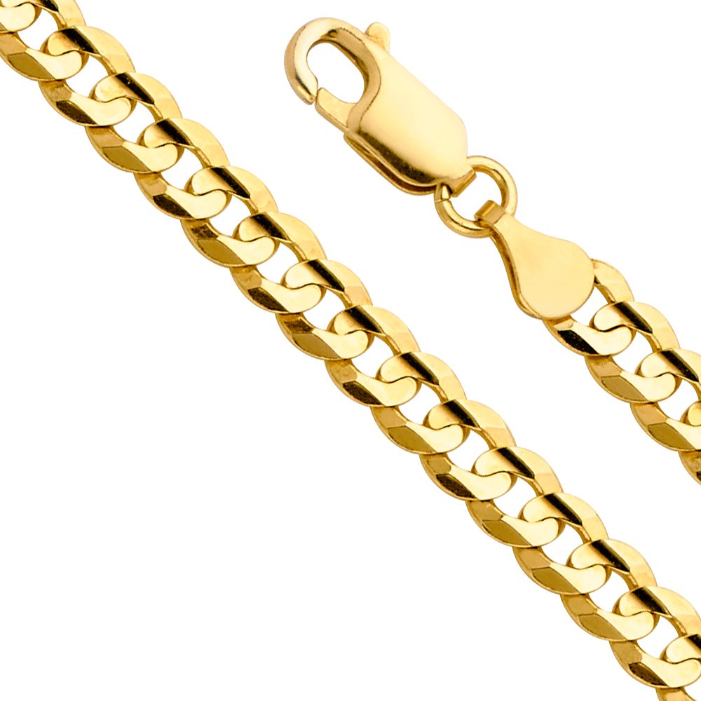 14k Yellow White Two Tone Gold Cuban Concave Curb Chain Necklace Bracelet V863835
