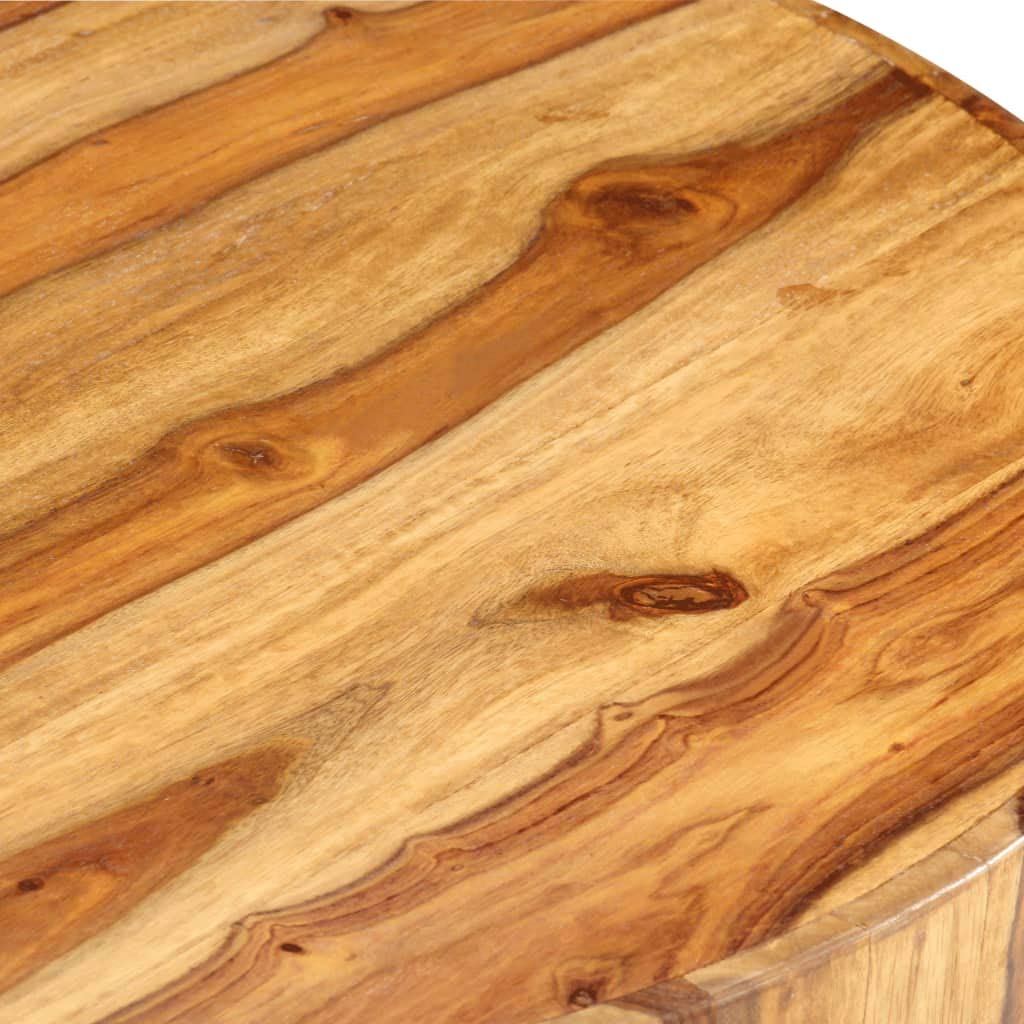 Solid Sheesham Wood Round Coffee Table with Storage Shelf X697