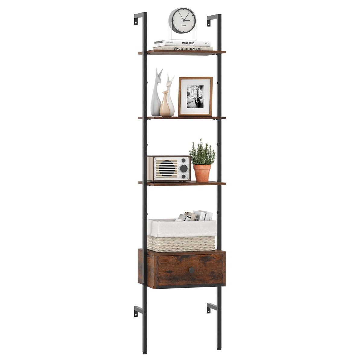 5-Tier Ladder Bookcase with Drawer T275