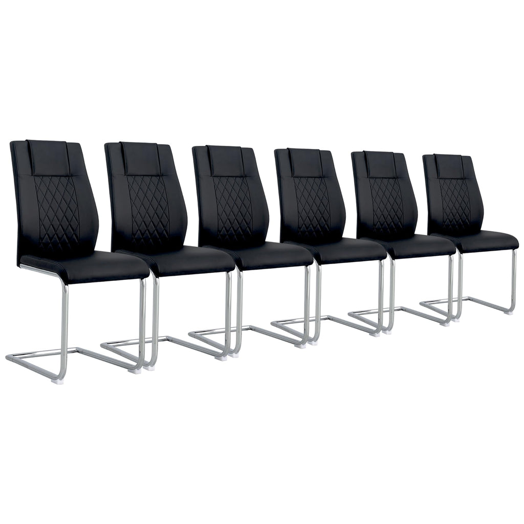 Black Faux Leather Dining Chairs Set 6 Q291