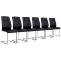 Black Faux Leather Dining Chairs Set 6 Q291