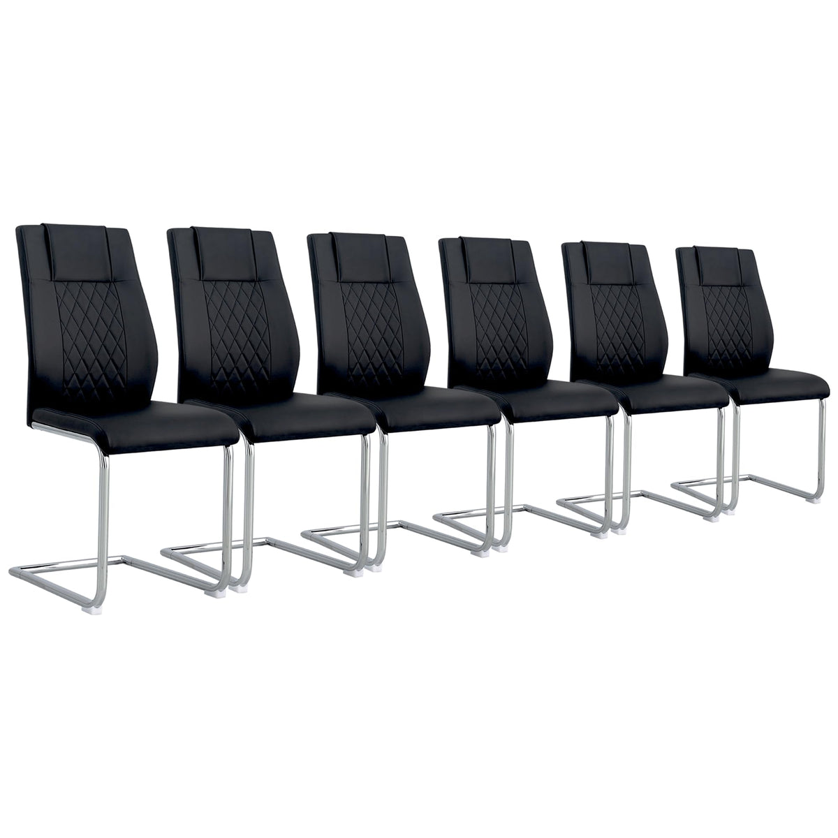 Black Faux Leather Dining Chairs Set 6 Q291