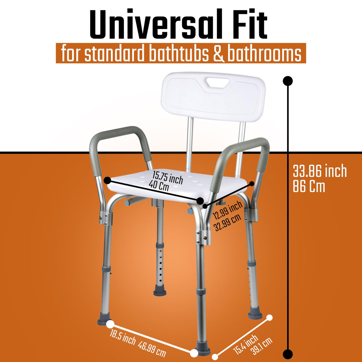 Heavy Duty Shower Chair with Back and Arms Q365641