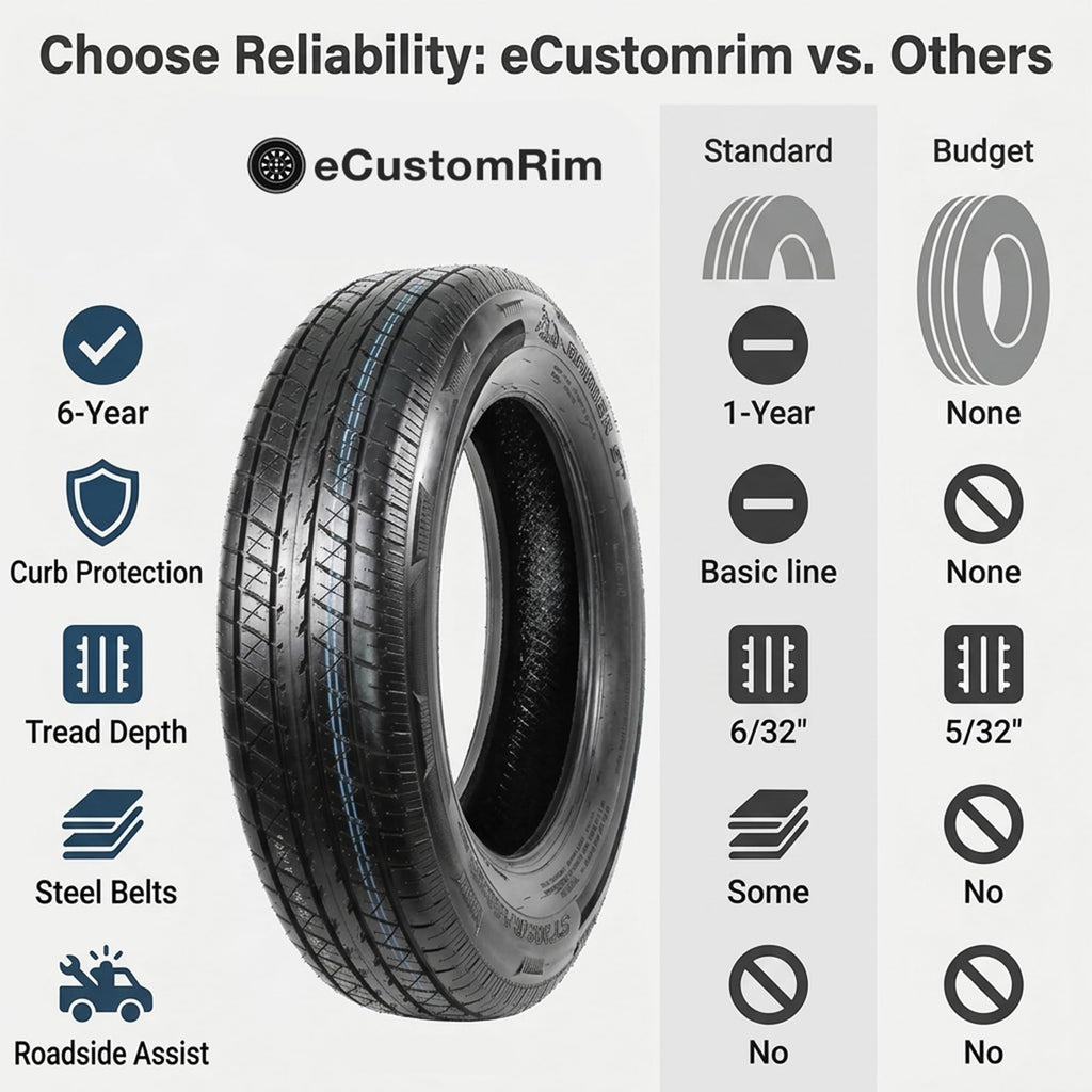 2-Pack ST205/75R15 Deep Tread Radial Trailer Tire Y106