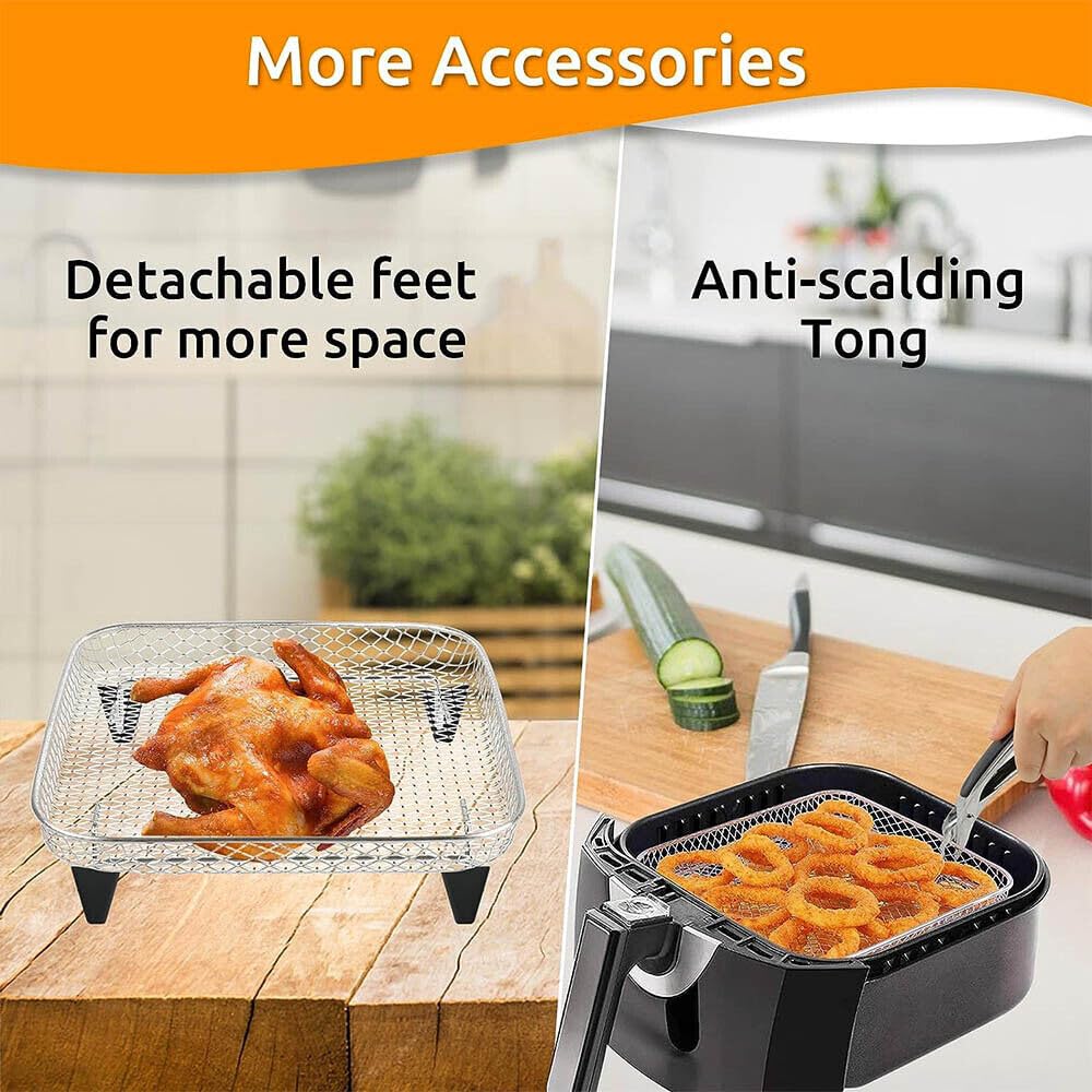7 Inch Stackable Stainless Steel Air Fryer Rack, 3 Pcs Q12001