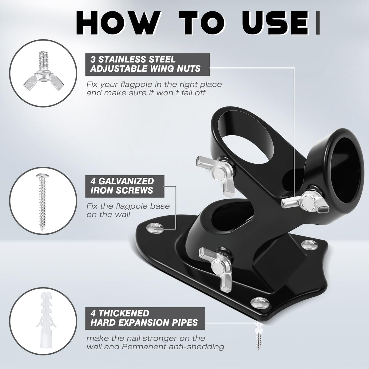 4 Pcs Black Flag Pole Holder M300