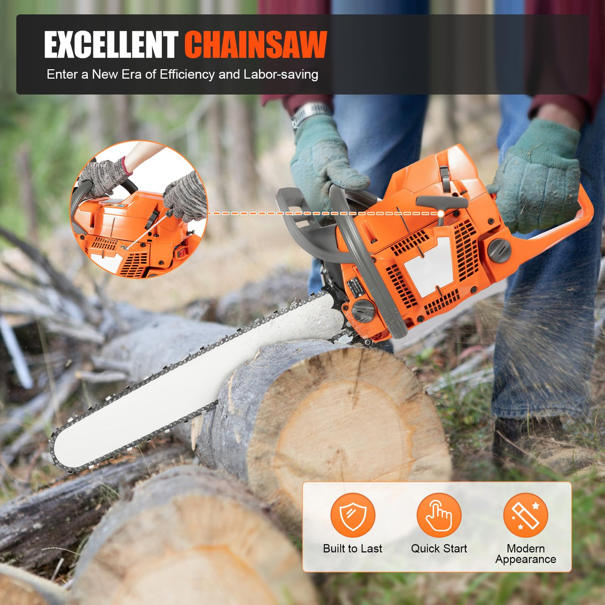 24 Inch 72cc 2-Cycle Gas Chainsaw Y48319