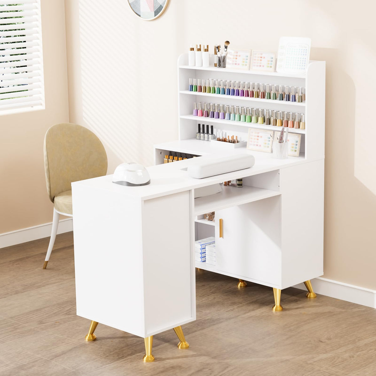 L Shaped Manicure Table with Dust Collector U563